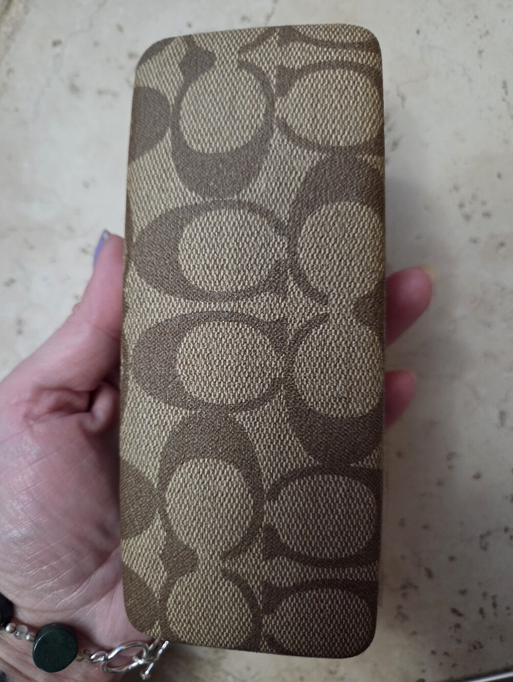 Coach Signature Jacquard Eyeglass Case in Brown